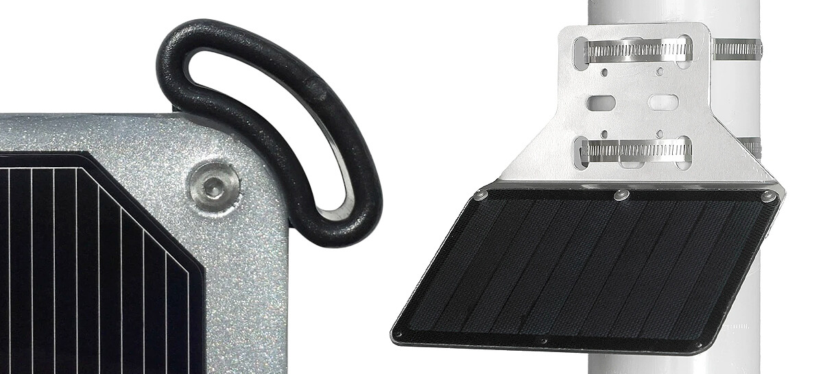 Voltaic corner mounts and brackets fitted to solar panels