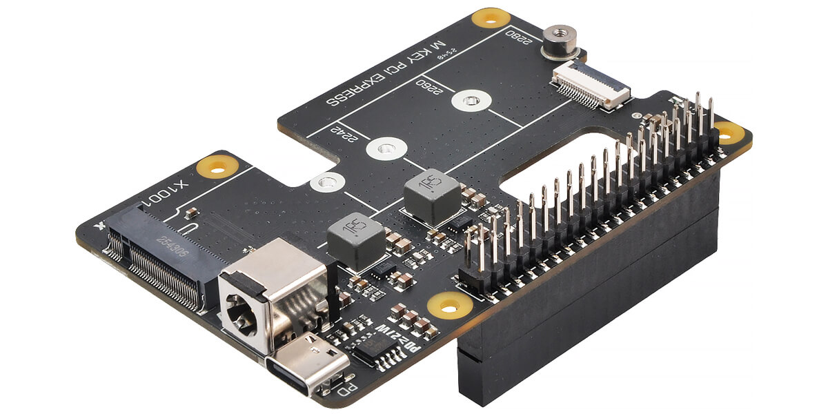 SupTronics high-power NVMe HAT showing input ports